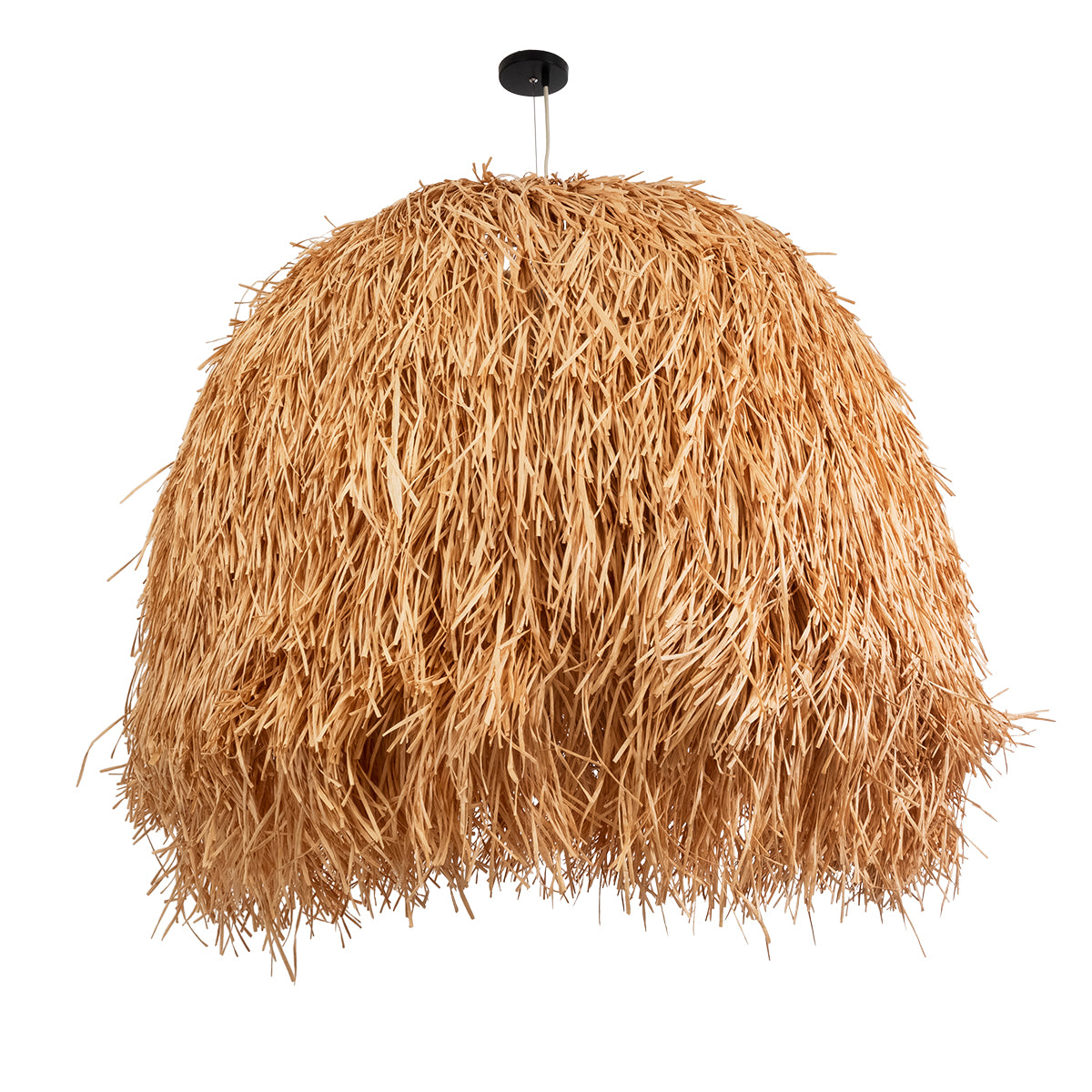 GloboStar® GUADELOUPE 02156 Boho Κρεμαστό Φωτιστικό Οροφής Μονόφωτο 1 x E27 AC220-240V IP20 - Φ120 x Υ100cm - Καφέ Φυσική Ράφια Νήμα Πλέγμα Καμπάνα - 5 Χρόνια Εγγύηση - ledmania.gr