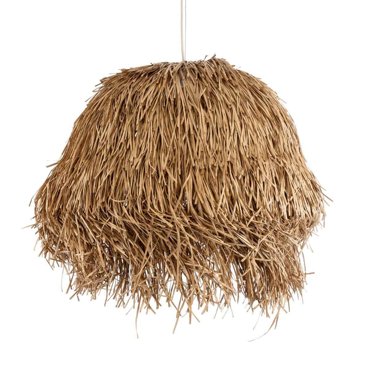 GloboStar® GUADELOUPE 02158 Boho Κρεμαστό Φωτιστικό Μονόφωτο 1 x E27 AC220-240V IP20 - Φ80 x Υ60cm - Καφέ Φυσική Ράφια Νήμα Πλέγμα Καμπάνα - 5 Χρόνια Εγγύηση - ledmania.gr