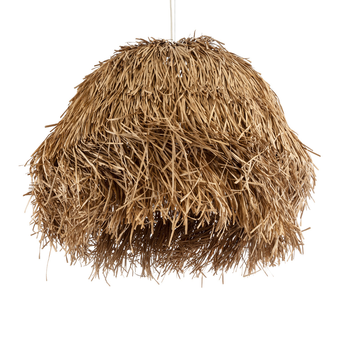 GloboStar® GUADELOUPE 02158 Boho Κρεμαστό Φωτιστικό Μονόφωτο 1 x E27 AC220-240V IP20 - Φ80 x Υ60cm - Καφέ Φυσική Ράφια Νήμα Πλέγμα Καμπάνα - 5 Χρόνια Εγγύηση - ledmania.gr