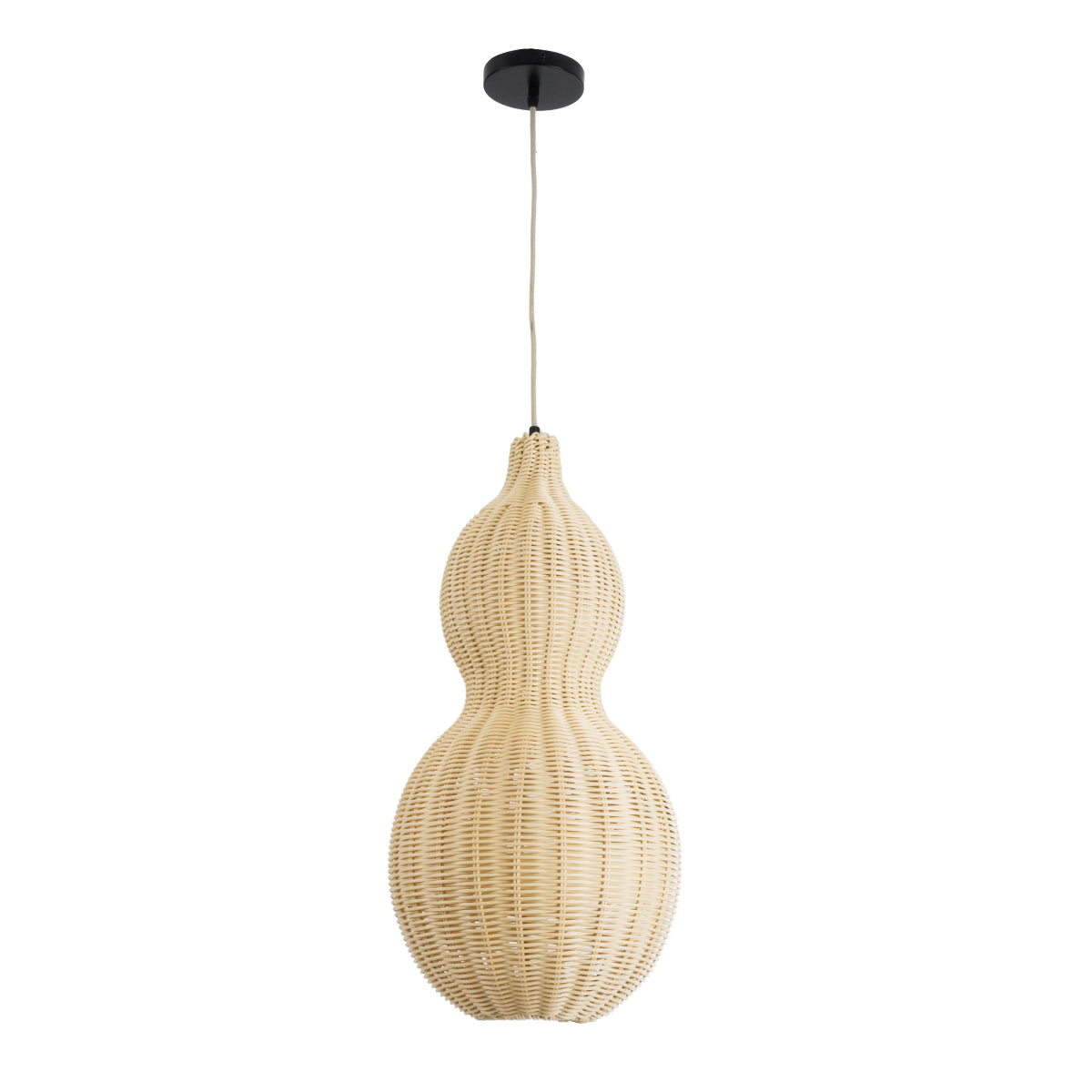 GloboStar® KINGSTOWN 02168 Boho Φωτιστικό Οροφής Μονόφωτο 1 x E27 AC220-240V IP20 - Φ30 x Υ60cm - Μπεζ Ξύλινο Μπαμπού Πλέγμα - 5 Χρόνια Εγγύηση - ledmania.gr