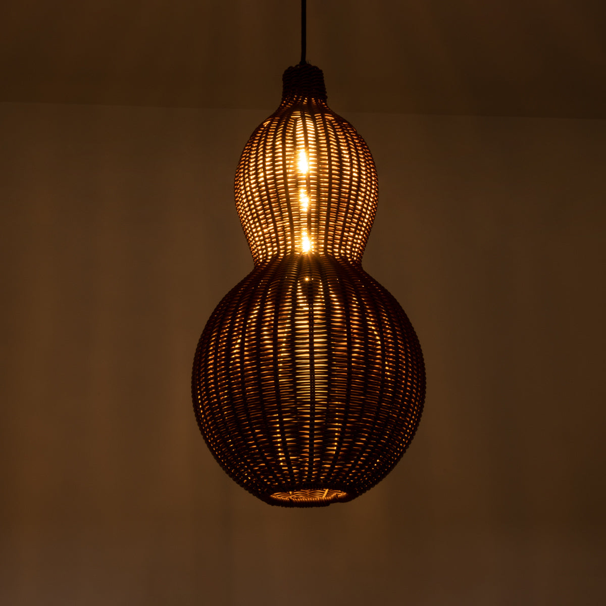 GloboStar® KINGSTOWN 02169 Boho Φωτιστικό Οροφής Μονόφωτο 1 x E27 AC220-240V IP20 - Φ30 x Υ60cm - Καφέ Ξύλινο Μπαμπού Πλέγμα - 5 Χρόνια Εγγύηση - ledmania.gr