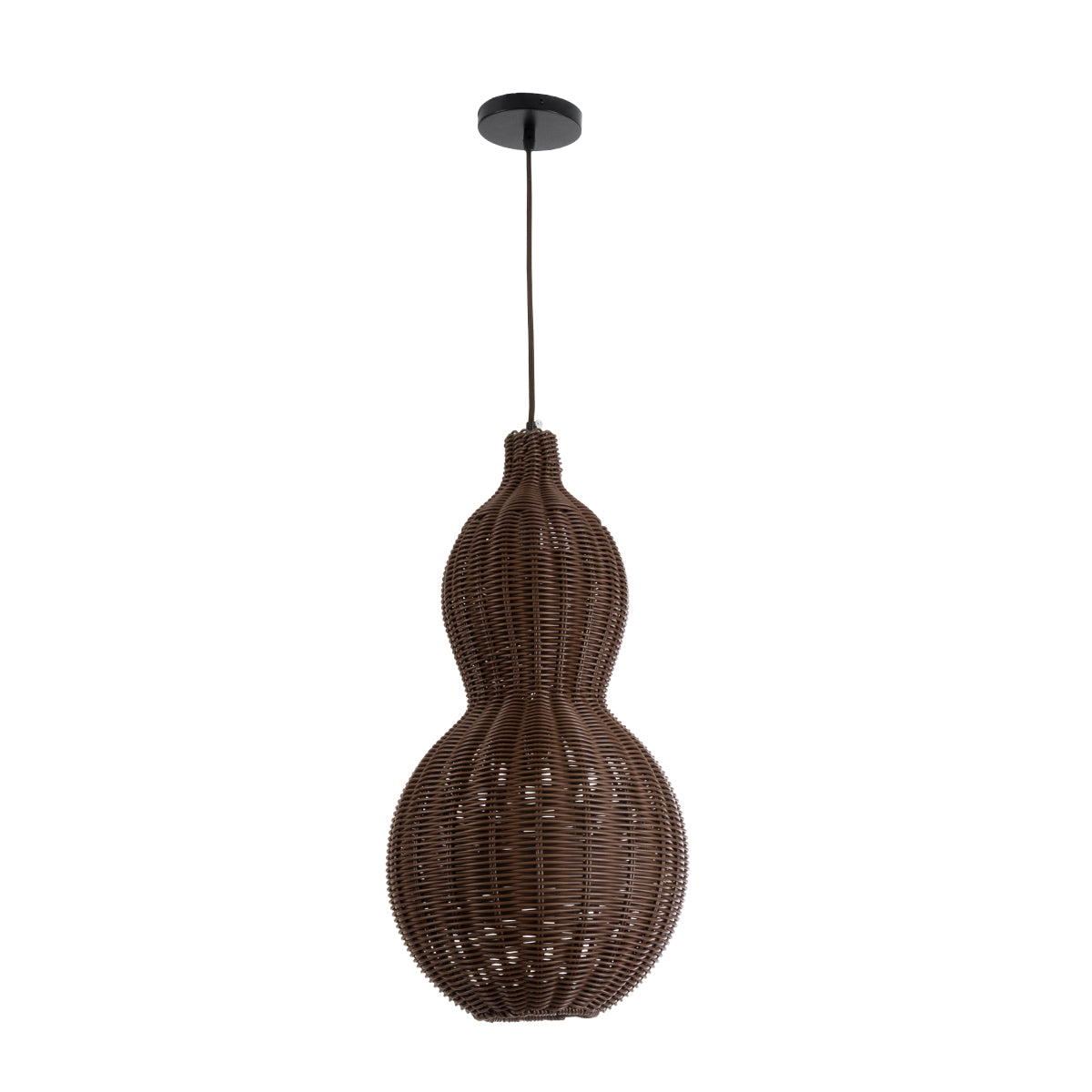 GloboStar® KINGSTOWN 02169 Boho Φωτιστικό Οροφής Μονόφωτο 1 x E27 AC220-240V IP20 - Φ30 x Υ60cm - Καφέ Ξύλινο Μπαμπού Πλέγμα - 5 Χρόνια Εγγύηση - ledmania.gr