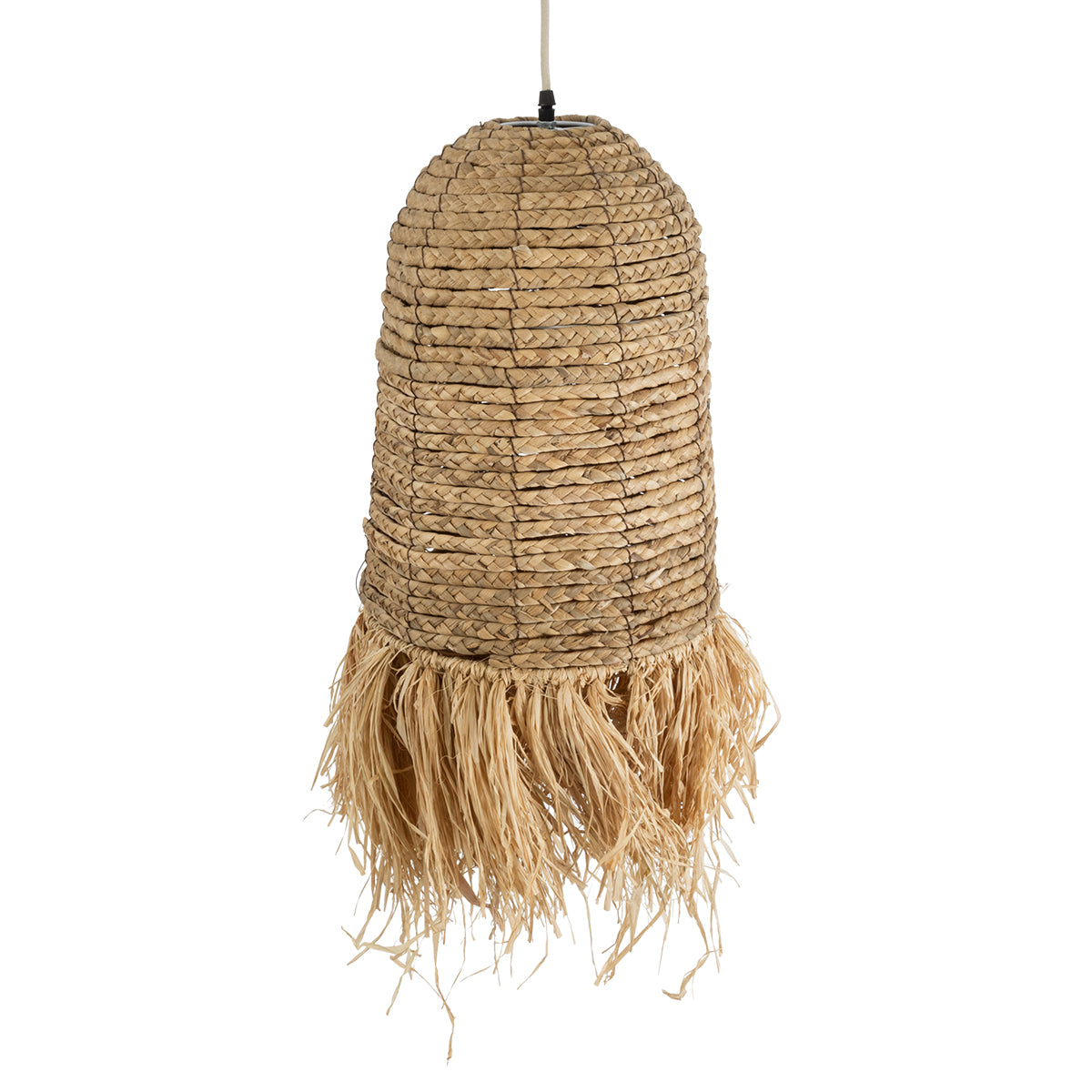 GloboStar® KALENA 02170 Boho Κρεμαστό Φωτιστικό Οροφής Μονόφωτο 1 x E27 AC220-240V IP20 - Φ30 x Υ70cm - Μπεζ Ξύλινο Μπαμπού Πλέγμα Καμπάνα - 5 Χρόνια Εγγύηση - ledmania.gr