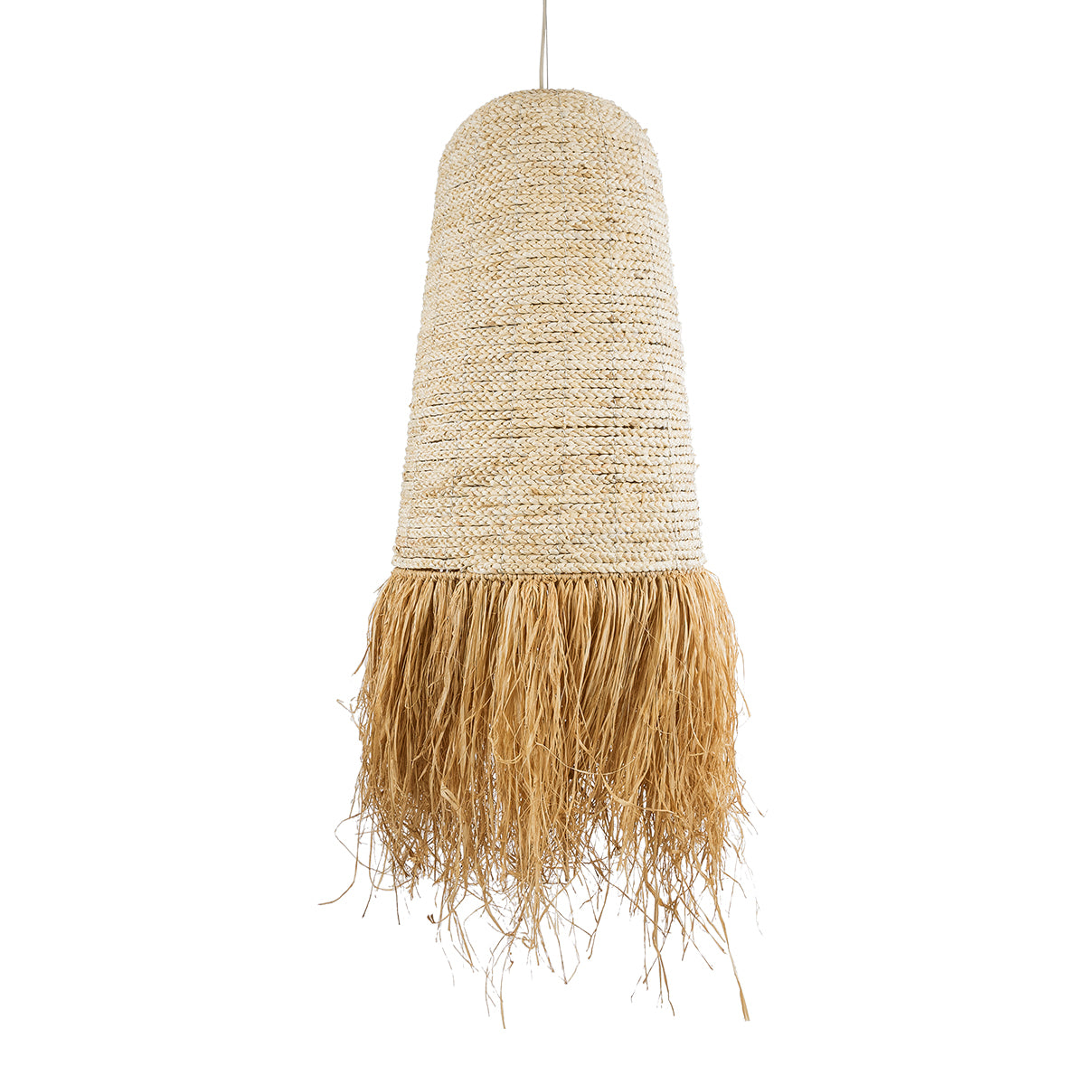 GloboStar® AREMBEPE 02171 Boho Κρεμαστό Φωτιστικό Μονόφωτο 1 x E27 AC220-240V IP20 - Φ50 x Υ150cm - Μπεζ Φυσική Ράφια Νήμα Πλέγμα Καμπάνα - 5 Χρόνια Εγγύηση - ledmania.gr