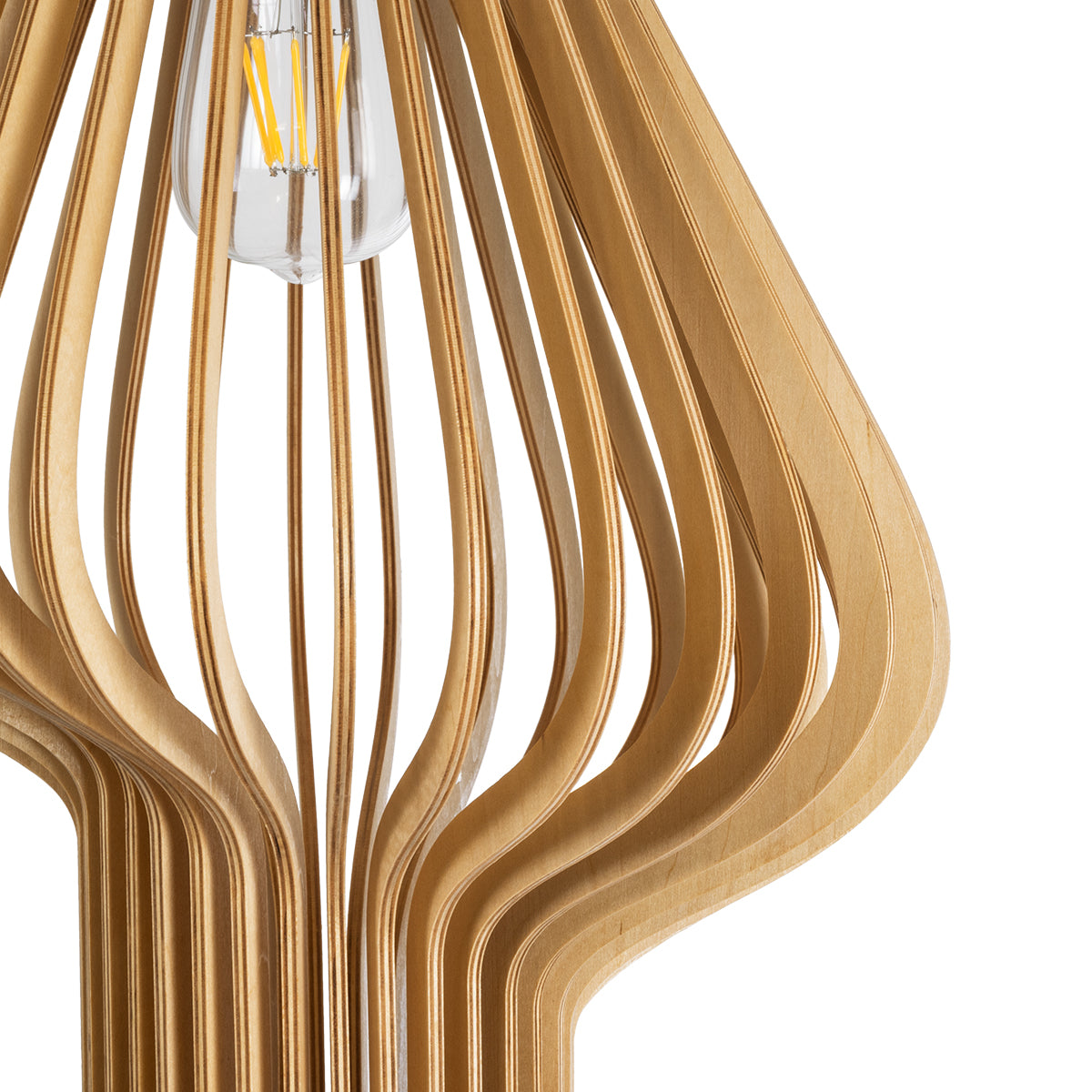 GloboStar® MIHIRO 02172 Boho Κρεμαστό Φωτιστικό Οροφής Μονόφωτο 1 x E27 AC220-240V IP20 - Φ32 x Υ56cm - Καφέ Ξύλινο Πλέγμα - 5 Χρόνια Εγγύηση - ledmania.gr