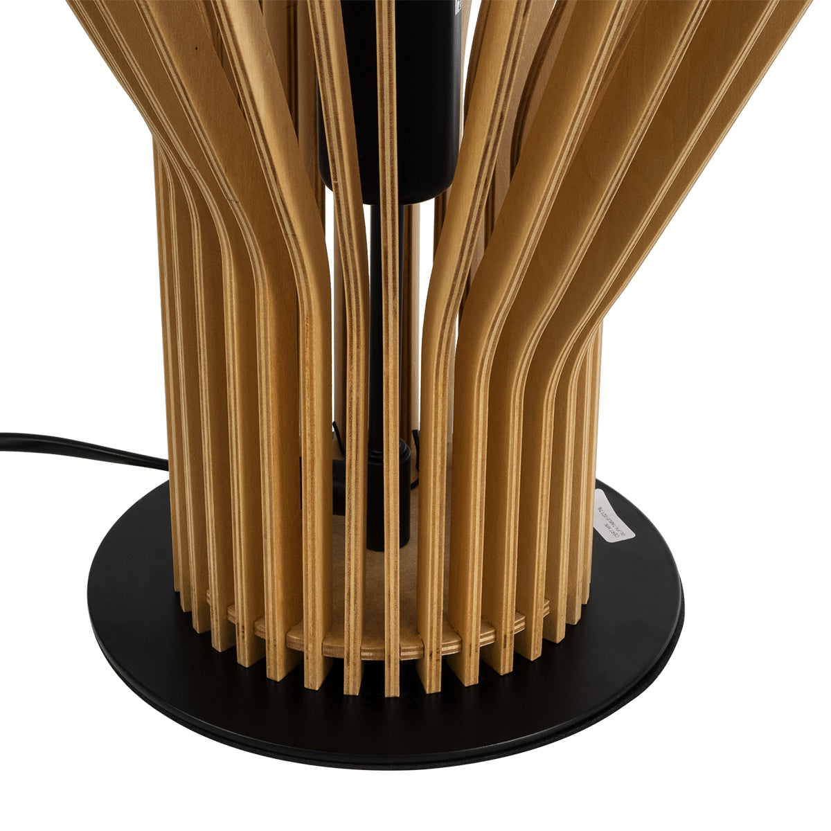 GloboStar® MIHIRO 02176 Boho Επιτραπέζιο Φωτιστικό Μονόφωτο 1 x E27 AC220-240V IP20 - Φ33 x Υ57cm - Καφέ Ξύλινο με Μαύρη Μεταλλική Βάση Πλέγμα - 5 Χρόνια Εγγύηση - ledmania.gr