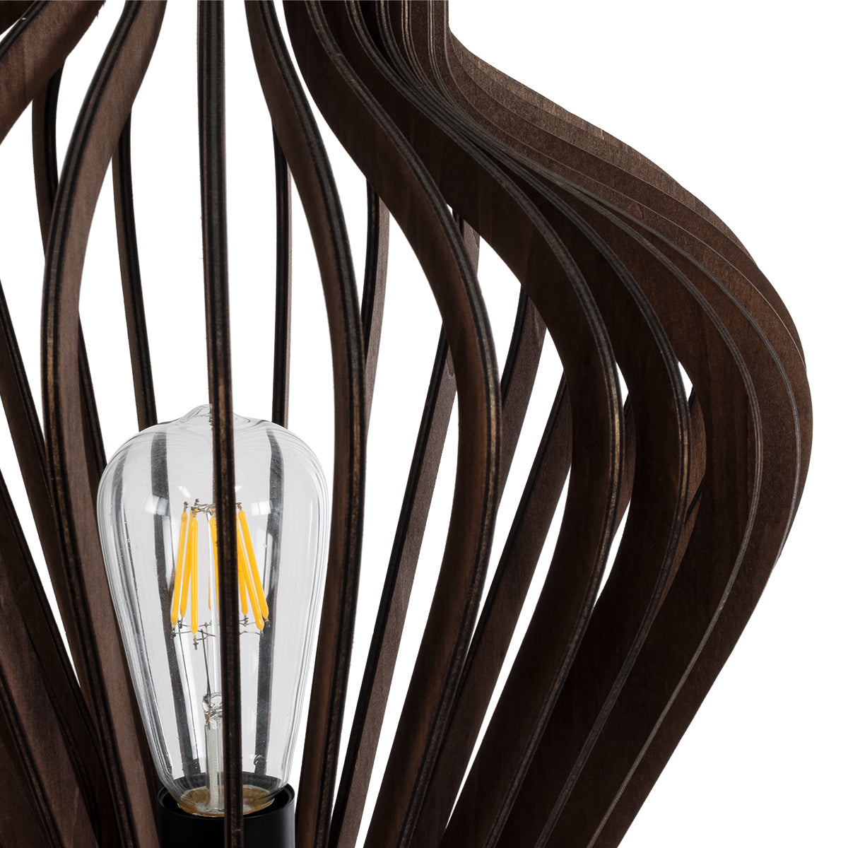 GloboStar® MIHIRO 02177 Boho Επιτραπέζιο Φωτιστικό Μονόφωτο 1 x E27 AC220-240V IP20 - Φ33 x Υ57cm - Καφέ Σκούρο Ξύλινο με Μαύρη Μεταλλική Βάση Πλέγμα - 5 Χρόνια Εγγύηση - ledmania.gr