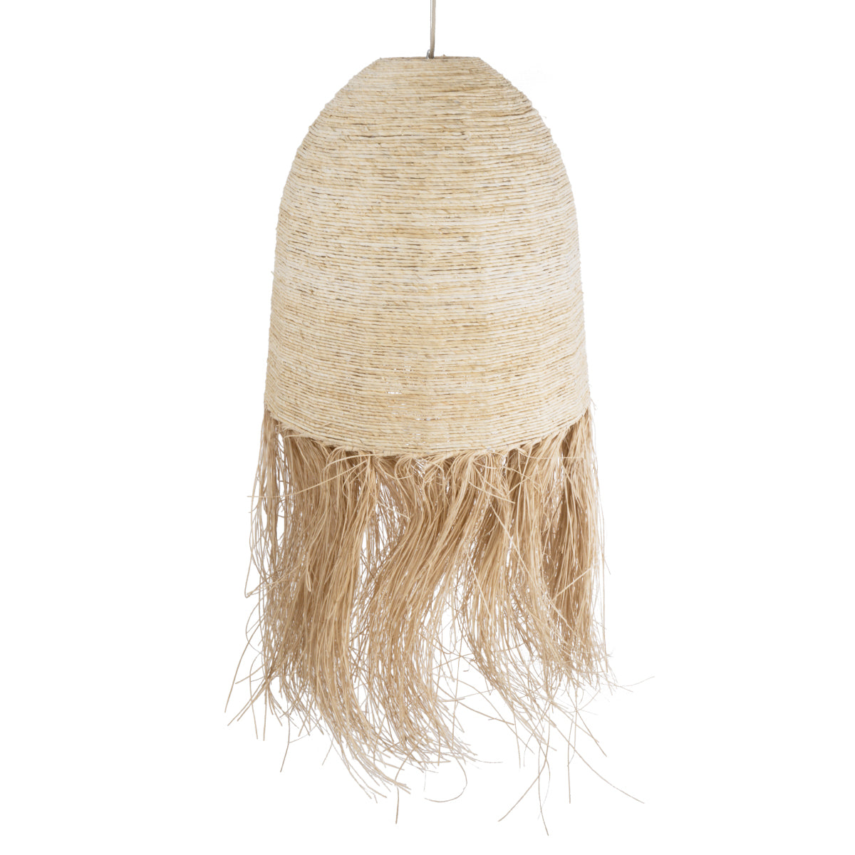 GloboStar® MARTINIQUE 02179 Boho Φωτιστικό Οροφής Μονόφωτο 1 x E27 AC220-240V IP20 - Φ60 x Υ130cm - Μπεζ Φυσική Ράφια Νήμα Πλέγμα Καμπάνα - 5 Χρόνια Εγγύηση - ledmania.gr