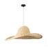 GloboStar® ESPARGOS 02214 Boho Κρεμαστό Φωτιστικό Οροφής Μονόφωτο 1 x E27 AC220-240V IP20 - Φ70 x Υ35cm - Μπεζ Ξύλινο Μπαμπού Πλέγμα - 5 Χρόνια Εγγύηση - ledmania.gr