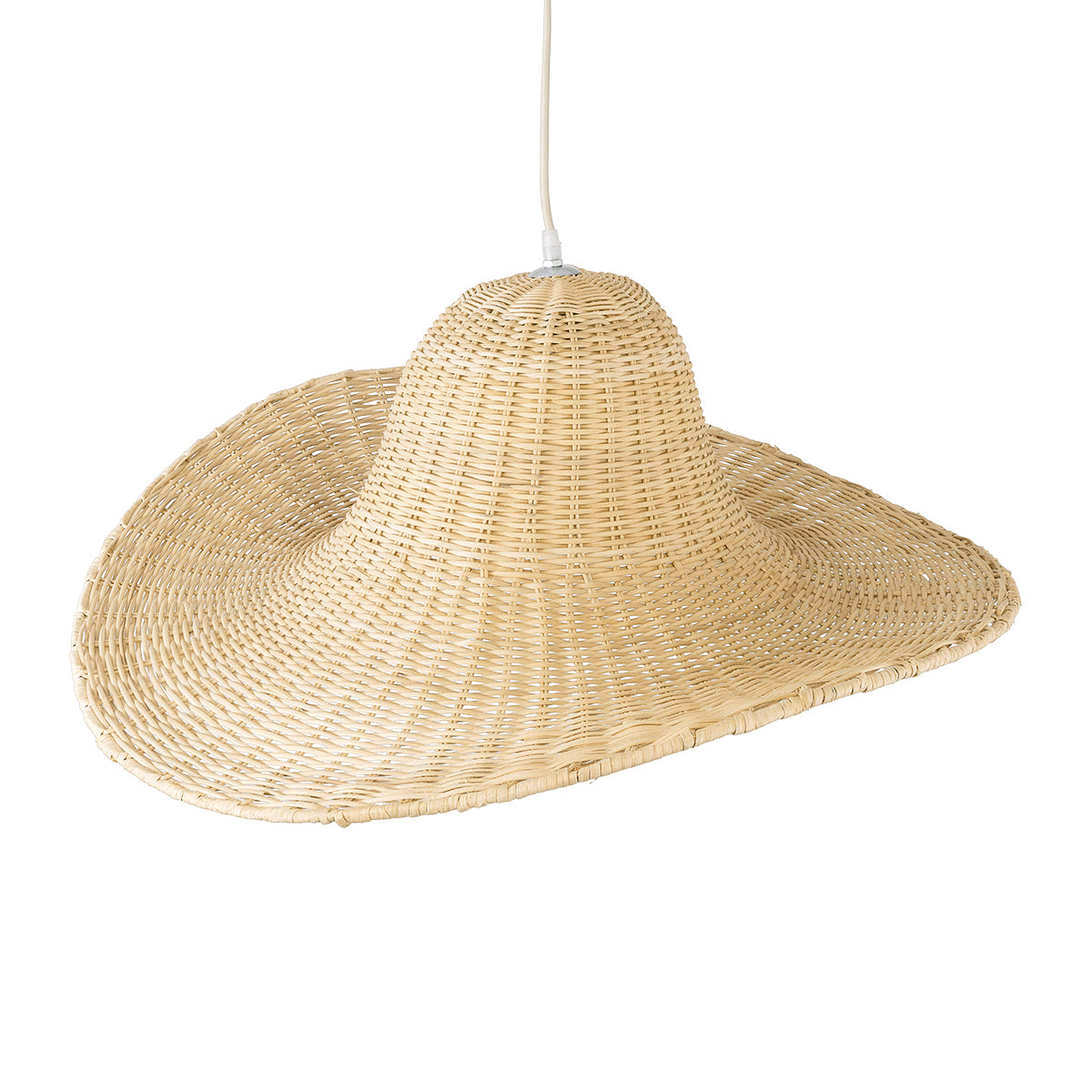 GloboStar® ESPARGOS 02214 Boho Κρεμαστό Φωτιστικό Οροφής Μονόφωτο 1 x E27 AC220-240V IP20 - Φ70 x Υ35cm - Μπεζ Ξύλινο Μπαμπού Πλέγμα - 5 Χρόνια Εγγύηση - ledmania.gr