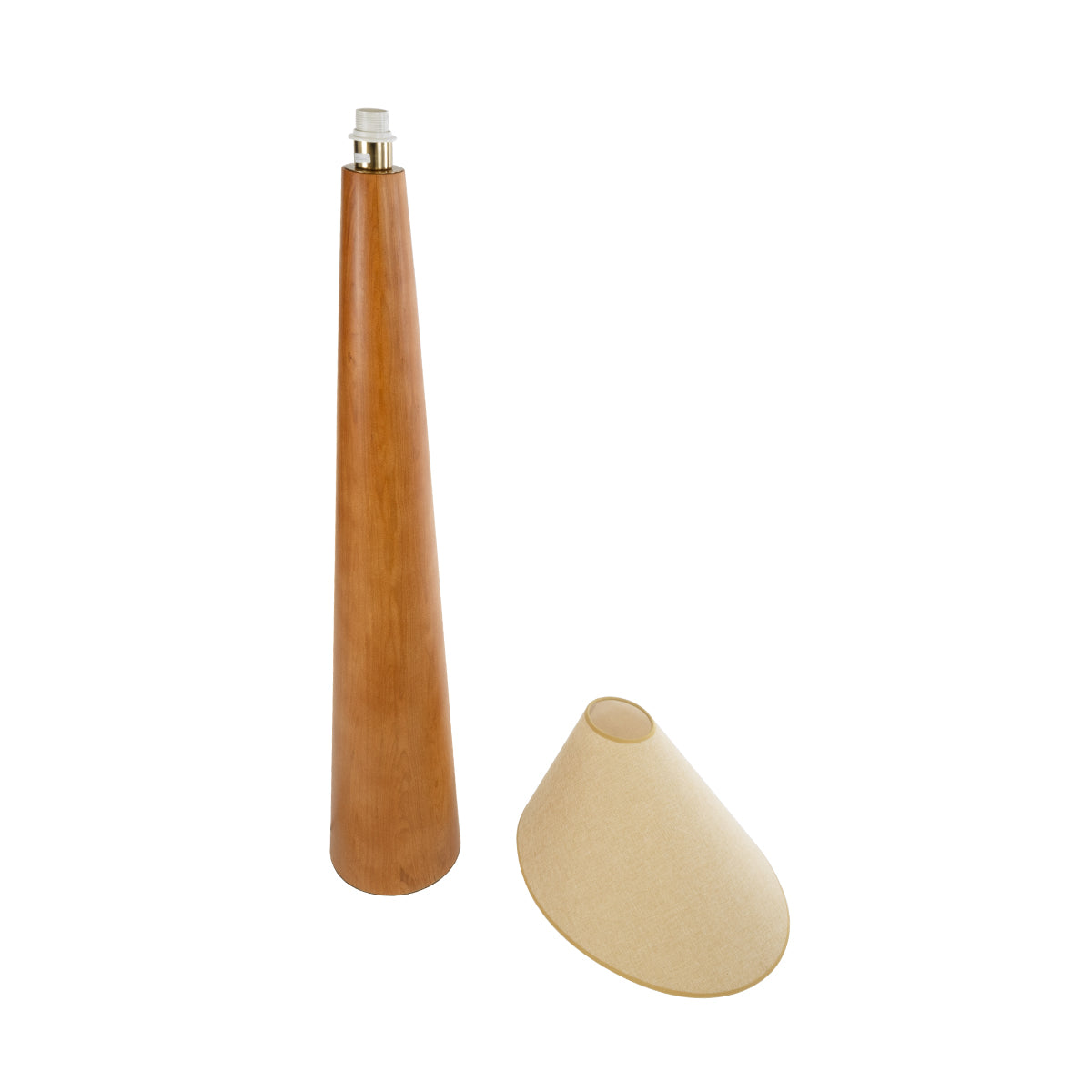 GloboStar® KAUAI 02230 Μοντέρνο Επιδαπέδιο Φωτιστικό Μονόφωτο 1 x E27 AC220-240V IP20 - Μ55 x Π42 x Υ145cm - Μπεζ Ξύλινο Καμπάνα - 5 Χρόνια Εγγύηση - ledmania.gr