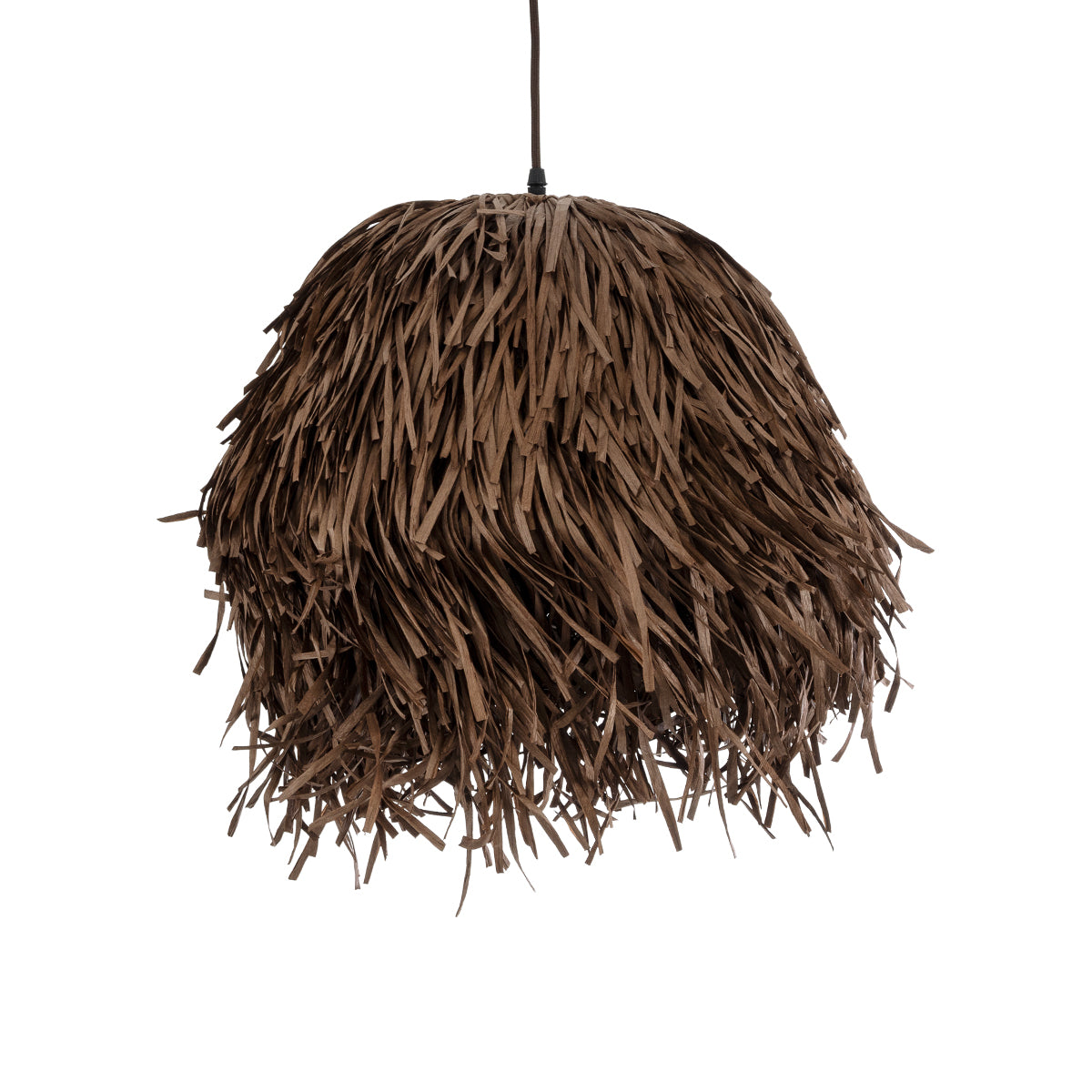 GloboStar® GUADELOUPE 02293 Boho Κρεμαστό Φωτιστικό Οροφής Μονόφωτο 1 x E27 AC220-240V IP20 - Φ40 x Υ35cm - Καφέ Φυσική Ράφια Νήμα Πλέγμα Καμπάνα - 5 Χρόνια Εγγύηση - ledmania.gr