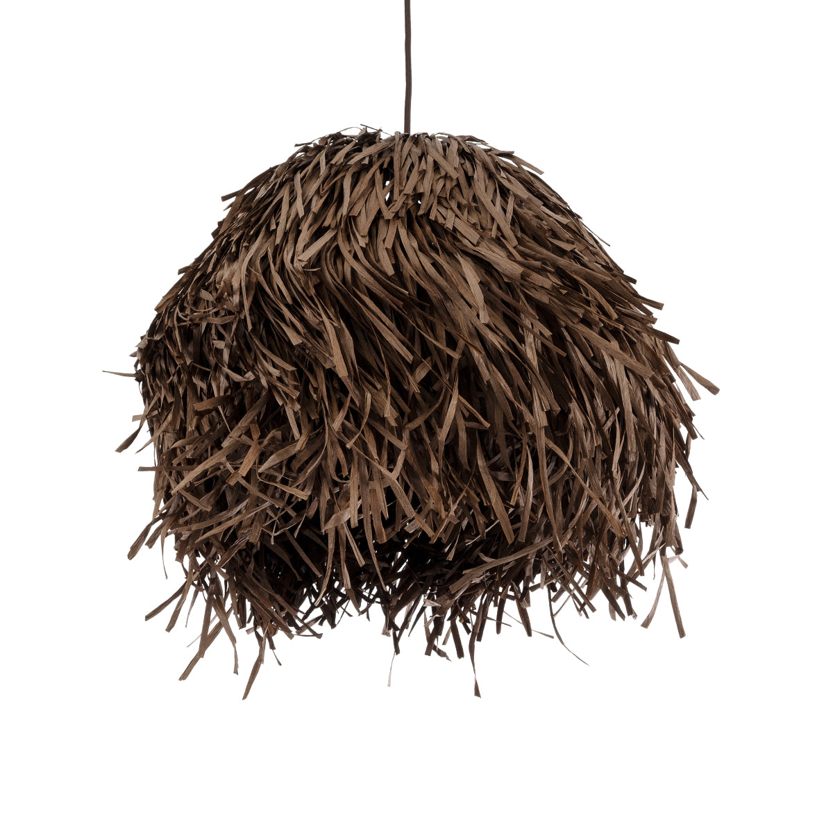 GloboStar® GUADELOUPE 02293 Boho Κρεμαστό Φωτιστικό Οροφής Μονόφωτο 1 x E27 AC220-240V IP20 - Φ40 x Υ35cm - Καφέ Φυσική Ράφια Νήμα Πλέγμα Καμπάνα - 5 Χρόνια Εγγύηση - ledmania.gr
