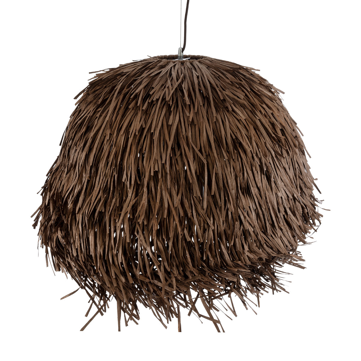 GloboStar® GUADELOUPE 02294 Boho Κρεμαστό Φωτιστικό Οροφής Μονόφωτο 1 x E27 AC220-240V IP20 - Φ70 x Υ45cm - Καφέ Φυσική Ράφια Νήμα Πλέγμα Καμπάνα - 5 Χρόνια Εγγύηση - ledmania.gr