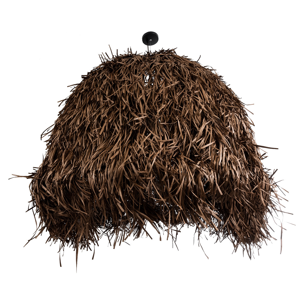 GloboStar® GUADELOUPE 02295 Boho Κρεμαστό Φωτιστικό Οροφής Μονόφωτο 1 x E27 AC220-240V IP20 - Φ120 x Υ100cm - Καφέ Σκούρο Φυσική Ράφια Νήμα Πλέγμα Καμπάνα - 5 Χρόνια Εγγύηση - ledmania.gr