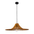 GloboStar® PALERMO 02310 Boho Κρεμαστό Φωτιστικό Οροφής Μονόφωτο 1 x E27 AC220-240V IP20 - Φ60 x Υ18cm - Μπεζ Καφέ Ξύλινο Μπαμπού Πλέγμα - 5 Χρόνια Εγγύηση - ledmania.gr