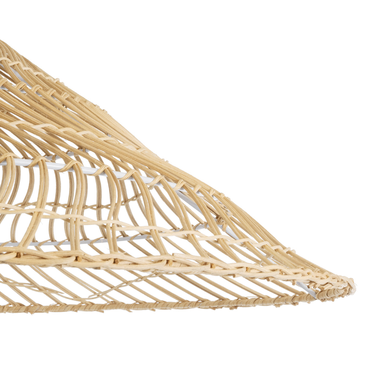 GloboStar® KAIA 02347 Boho Κρεμαστό Φωτιστικό Οροφής Μονόφωτο 1 x E27 AC220-240V IP20 - Φ80 x Υ26cm - Μπεζ Ξύλινο Μπαμπού Πλέγμα Καμπάνα - 5 Χρόνια Εγγύηση - ledmania.gr
