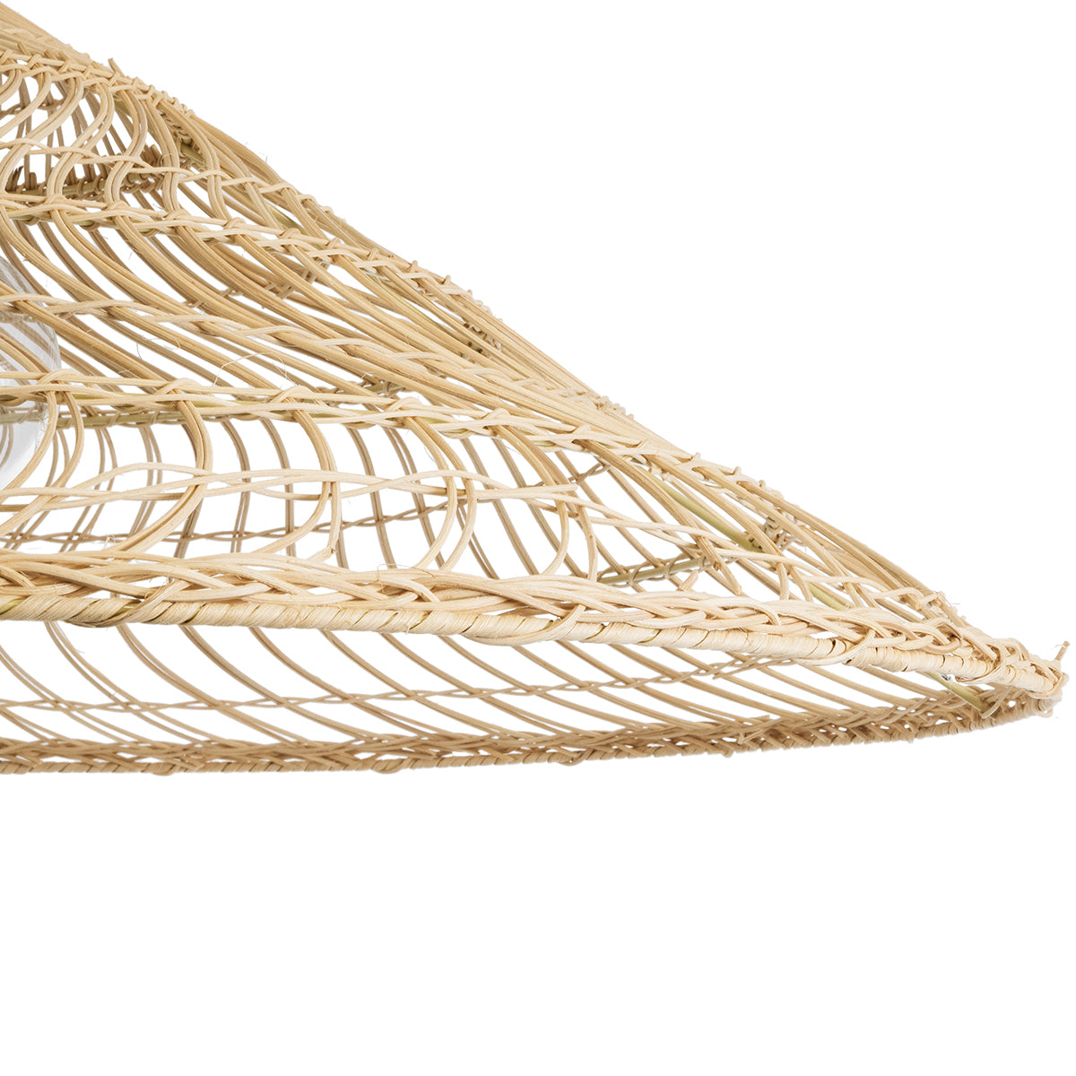 GloboStar® KAIA 02348 Boho Κρεμαστό Φωτιστικό Οροφής Μονόφωτο 1 x E27 AC220-240V IP20 - Φ100 x Υ30cm - Μπεζ Ξύλινο Μπαμπού Πλέγμα Καμπάνα - 5 Χρόνια Εγγύηση - ledmania.gr
