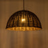 GloboStar® MONTANA 02381 Boho Κρεμαστό Φωτιστικό Οροφής Μονόφωτο 1 x E27 AC220-240V IP20 - Φ50 x Υ25cm - Σκούρο Καφέ Μπαμπού Πλέγμα Καμπάνα - 5 Χρόνια Εγγύηση - ledmania.gr