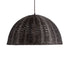 GloboStar® MONTANA 02381 Boho Κρεμαστό Φωτιστικό Οροφής Μονόφωτο 1 x E27 AC220-240V IP20 - Φ50 x Υ25cm - Σκούρο Καφέ Μπαμπού Πλέγμα Καμπάνα - 5 Χρόνια Εγγύηση - ledmania.gr