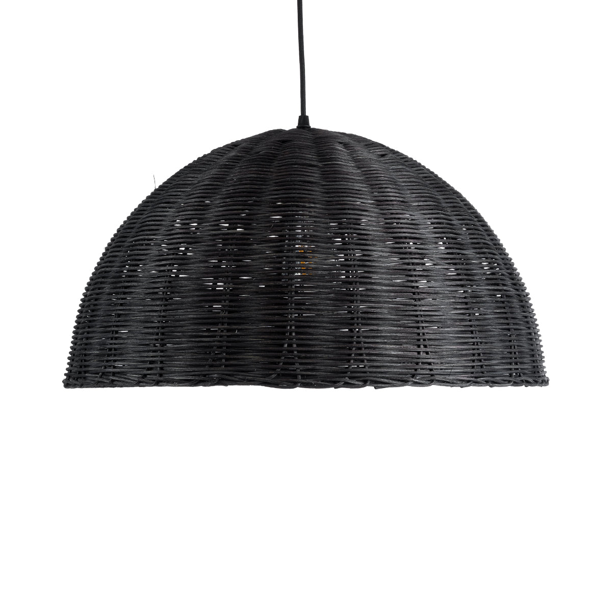 GloboStar® MONTANA 02383 Boho Κρεμαστό Φωτιστικό Οροφής Μονόφωτο 1 x E27 AC220-240V IP20 - Φ50 x Υ25cm - Μαύρο Μπαμπού Πλέγμα Καμπάνα - 5 Χρόνια Εγγύηση - ledmania.gr