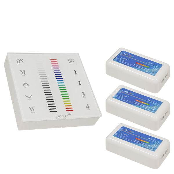 Ασύρματος LED RGB Controller με Χειριστήριο Τοίχου Αφής 2.4G RF 12v (432w) - 24v (864w) DC για Τρία Group GloboStar 04053 - ledmania.gr