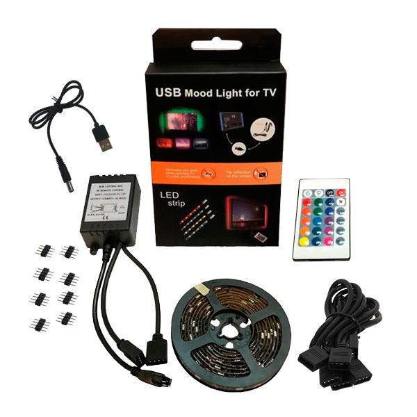 Πλήρες Κιτ Κρυφού Φωτισμού RGB με USB για Τηλεοράσεις και Τηλεχειριστήριο GloboStar 06006 - ledmania.gr