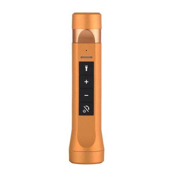 LED Φακός Επαναφορτιζόμενος 8W 800lm Χρυσός POWERBANK με Βάση Στήριξης Ποδηλάτου και Υποδοχές SD Card - USB με Ηχείο 3W Bluetooth GloboStar 06209 - ledmania.gr