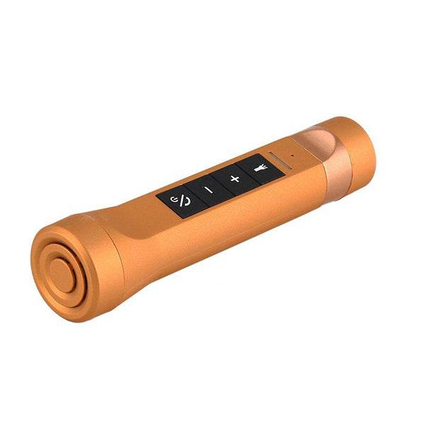 LED Φακός Επαναφορτιζόμενος 8W 800lm Χρυσός POWERBANK με Βάση Στήριξης Ποδηλάτου και Υποδοχές SD Card - USB με Ηχείο 3W Bluetooth GloboStar 06209 - ledmania.gr