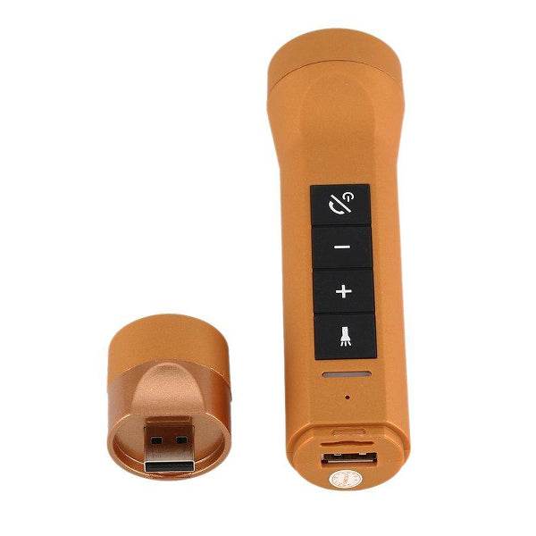 LED Φακός Επαναφορτιζόμενος 8W 800lm Χρυσός POWERBANK με Βάση Στήριξης Ποδηλάτου και Υποδοχές SD Card - USB με Ηχείο 3W Bluetooth GloboStar 06209 - ledmania.gr