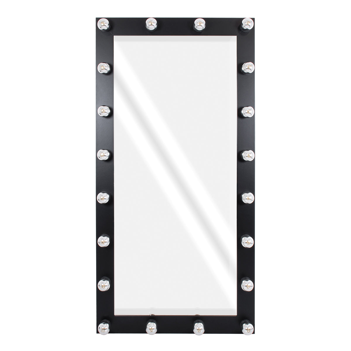 GloboStar® MAKEUP MIRROR-160x80-5 Μοντέρνος Καθρέπτης Μακιγιάζ με Πλαίσιο Φυσικού Ξύλου με Διακόπτη On/Off 20 x E27 AC220-240V - Μ80 x Π7 x Υ160cm - Μαύρος Έβενος - ledmania.gr