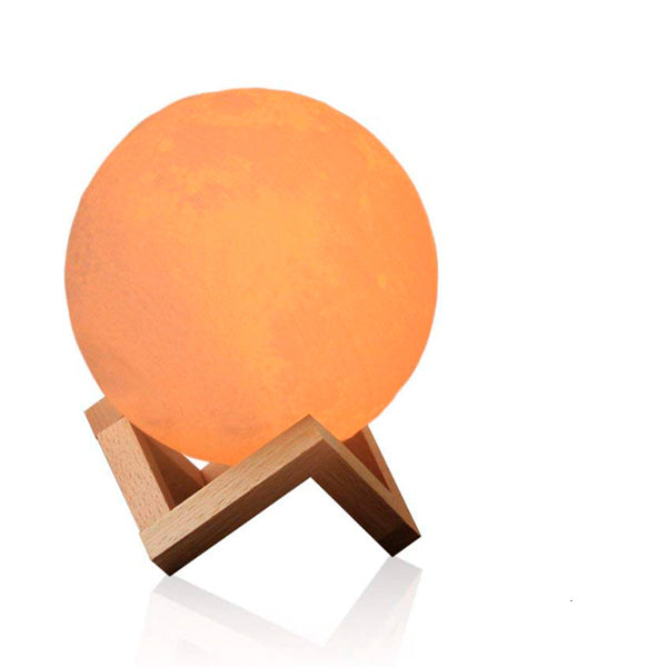 Επαναφορτιζόμενο Διακοσμητικό Ανάγλυφο Φωτιστικό Αφής 3D Moon 15cm 2 Χρωμάτων Ντιμαριζόμενο GloboStar 07028 - ledmania.gr