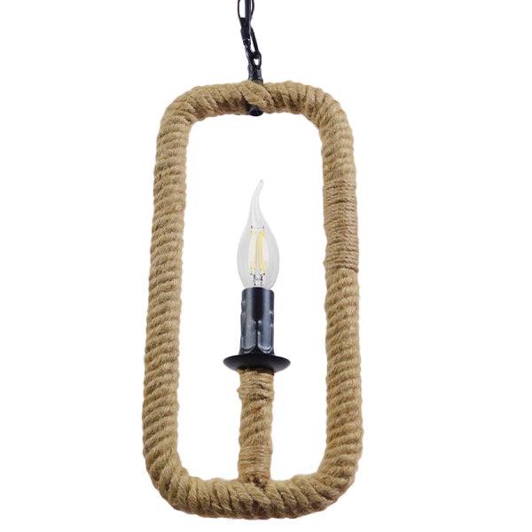 GloboStar® LINDELL 10001110 Vintage Industrial Κρεμαστό Φωτιστικό Οροφής Μονόφωτο Μαύρο Μεταλλικό με Μπεζ Σχοινί Φ18 x Y33cm - ledmania.gr