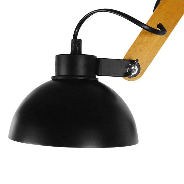GloboStar® OLD SCHOOL 01094 Μοντέρνο Φωτιστικό Οροφής Πολύφωτο Μαύρο Μεταλλικό με Φυσικό Ξύλο Καμπάνα Φ75 x Y38cm - ledmania.gr