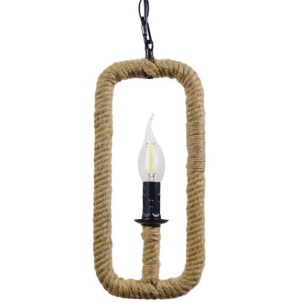 GloboStar® LINDELL 10001110 Vintage Industrial Κρεμαστό Φωτιστικό Οροφής Μονόφωτο Μαύρο Μεταλλικό με Μπεζ Σχοινί Φ18 x Y33cm - ledmania.gr