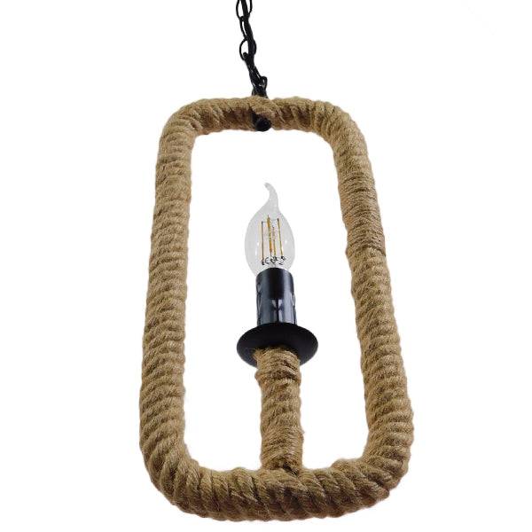 GloboStar® LINDELL 10001110 Vintage Industrial Κρεμαστό Φωτιστικό Οροφής Μονόφωτο Μαύρο Μεταλλικό με Μπεζ Σχοινί Φ18 x Y33cm - ledmania.gr