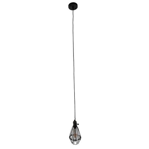 GloboStar® DANE 10001181 Vintage Industrial Κρεμαστό Φωτιστικό Οροφής Μαύρο Μεταλλικό Πλέγμα Φ10 x Y20cm - ledmania.gr