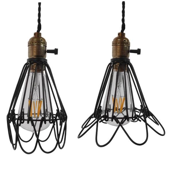GloboStar® DANE 10001181 Vintage Industrial Κρεμαστό Φωτιστικό Οροφής Μαύρο Μεταλλικό Πλέγμα Φ10 x Y20cm - ledmania.gr
