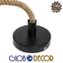 GloboStar® MALVERN 10001240 Vintage Industrial Κρεμαστό Φωτιστικό Οροφής Μονόφωτο Μαύρο Μεταλλικό με Μπεζ Σχοινί Μ33 x Π22 x Υ33cm - ledmania.gr