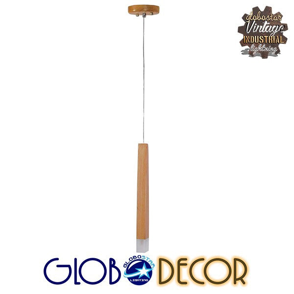 GloboStar® CALISTA 10001252 Μοντέρνο Κρεμαστό Φωτιστικό Οροφής Μονόφωτο 1 x LED με Ενσωματωμένο Φωτισμό LED 3000k Μπεζ Ξύλινο Μ10 x Π10 x Υ33cm - ledmania.gr