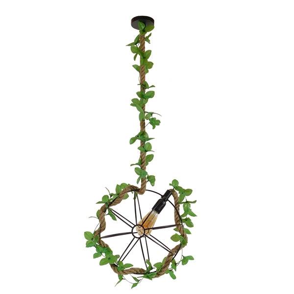 GloboStar® BRADLEY 10001328 Vintage Industrial Κρεμαστό Φωτιστικό Οροφής Μονόφωτο Πλέγμα με Μπεζ Σχοινί Φ33 x Υ33cm - ledmania.gr