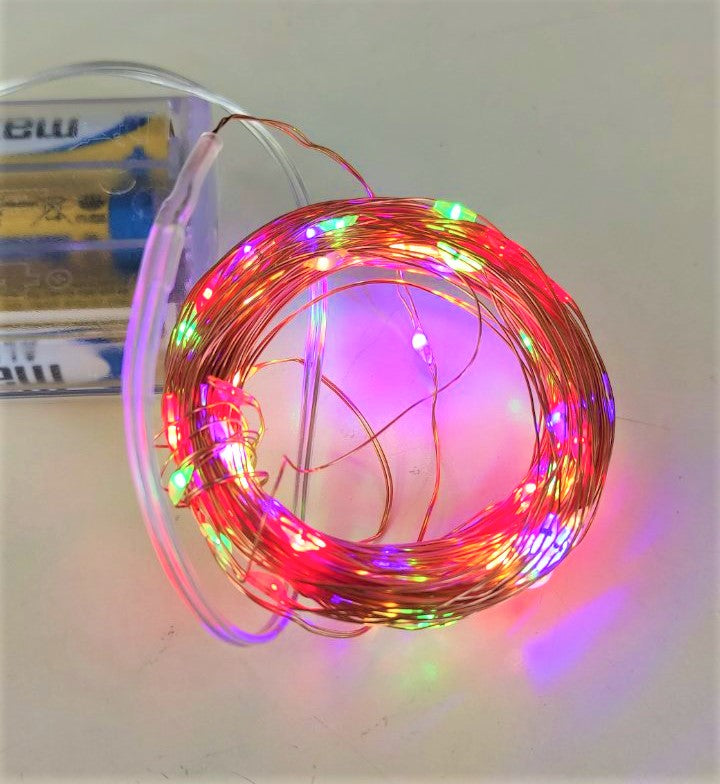 100 Led Διακοσμητική Γιρλάντα 10 Μέτρων 5 Volt Μπαταρίας με Χάλκινο Συρμάτινο Καλώδιο Rgb - ledmania.gr