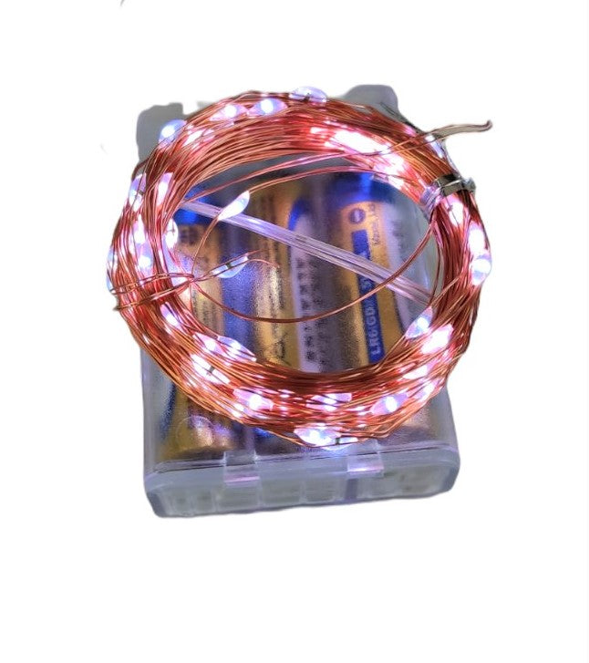 100 Led Διακοσμητική Γιρλάντα 10 Μέτρων 5 Volt Μπαταρίας με Χάλκινο Συρμάτινο Καλώδιο Ψυχρο Λευκό - ledmania.gr