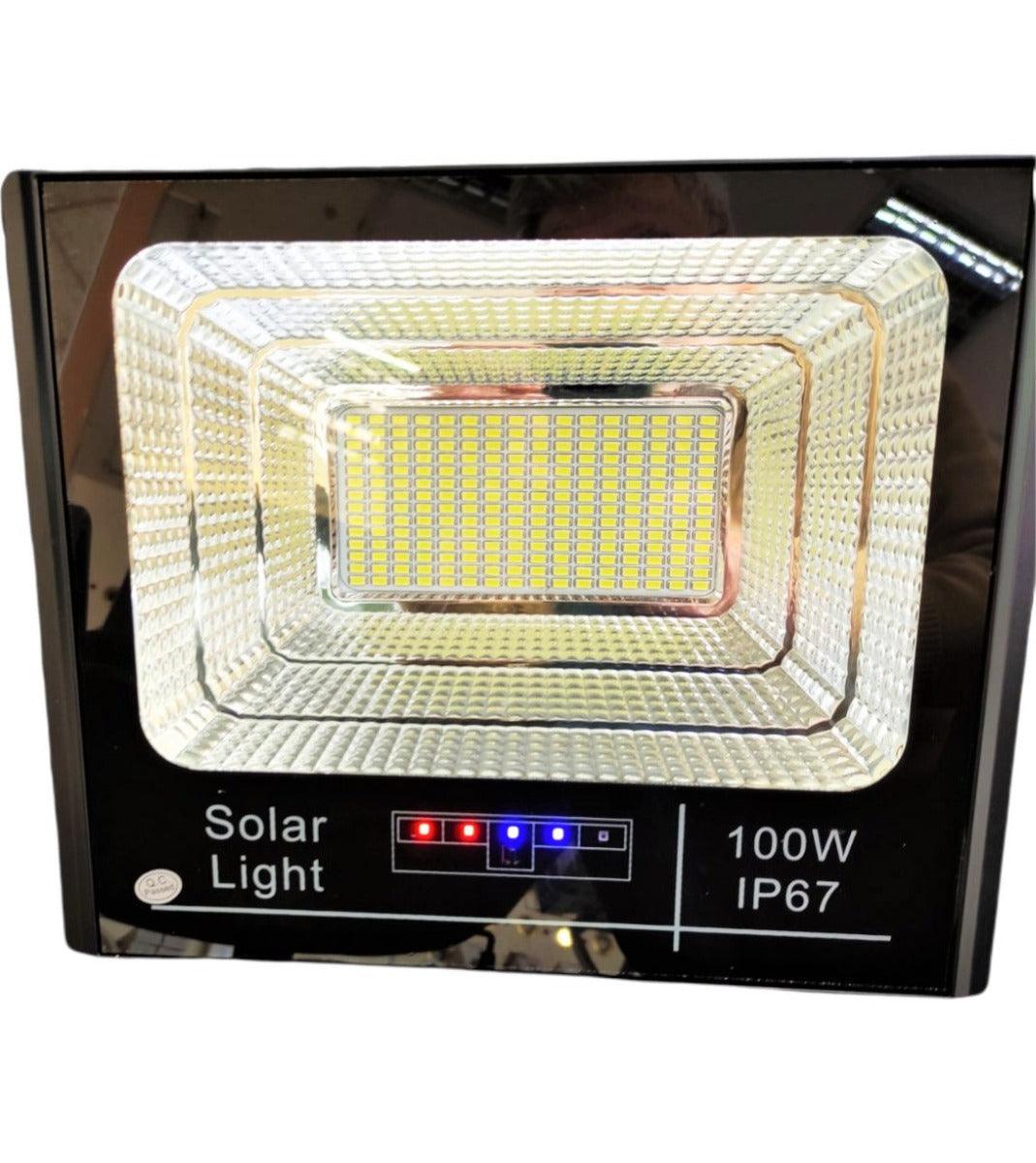 100w Ηλιακός Προβολέας Led 225 chip 5730-20A Μπαταρία-Τηλεχειριστήριο-Αδιάβροχος IP67-Αλουμίνιο Ψυχρο Λευκο 6000k-1τεμ. - ledmania.gr