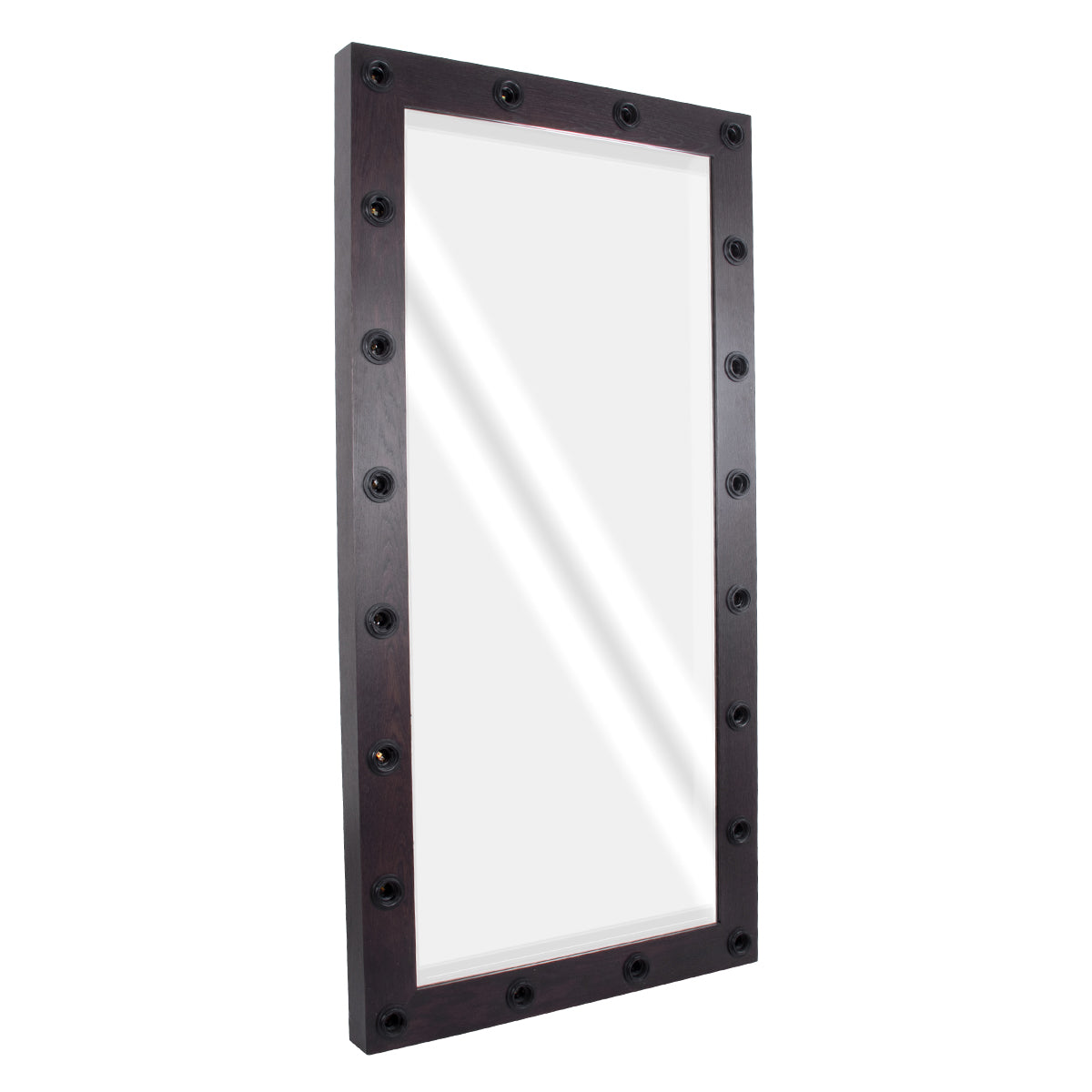 GloboStar® MAKEUP MIRROR-160x80-2 Μοντέρνος Καθρέπτης Μακιγιάζ με Πλαίσιο Φυσικού Ξύλου με Διακόπτη On/Off 20 x E27 AC220-240V - Μ80 x Π7 x Υ160cm - Καφέ Wenge - ledmania.gr