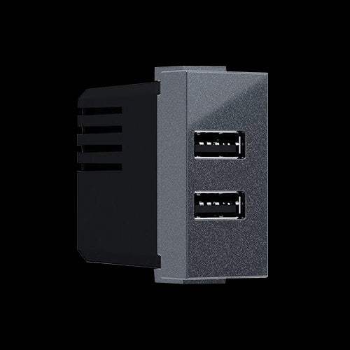 ^ MODYS ΠΡΙΖΑ ΤΡΟΦΟΔΟΣΙΑΣ USB 1 ΣΤ. 2xUSB ΑΝΘΡΑΚΙ 5VDC 2X1.2A IP20 - ledmania.gr