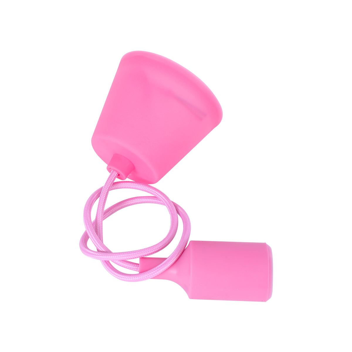 GloboStar® CABLITO 61553 Μοντέρνο Κρεμαστό Φωτιστικό Οροφής Μονόφωτο 1 x E27 Ροζ Σιλικόνης Ανάρτηση με Υφασμάτινο Καλώδιο Φ4 x Υ110cm - ledmania.gr