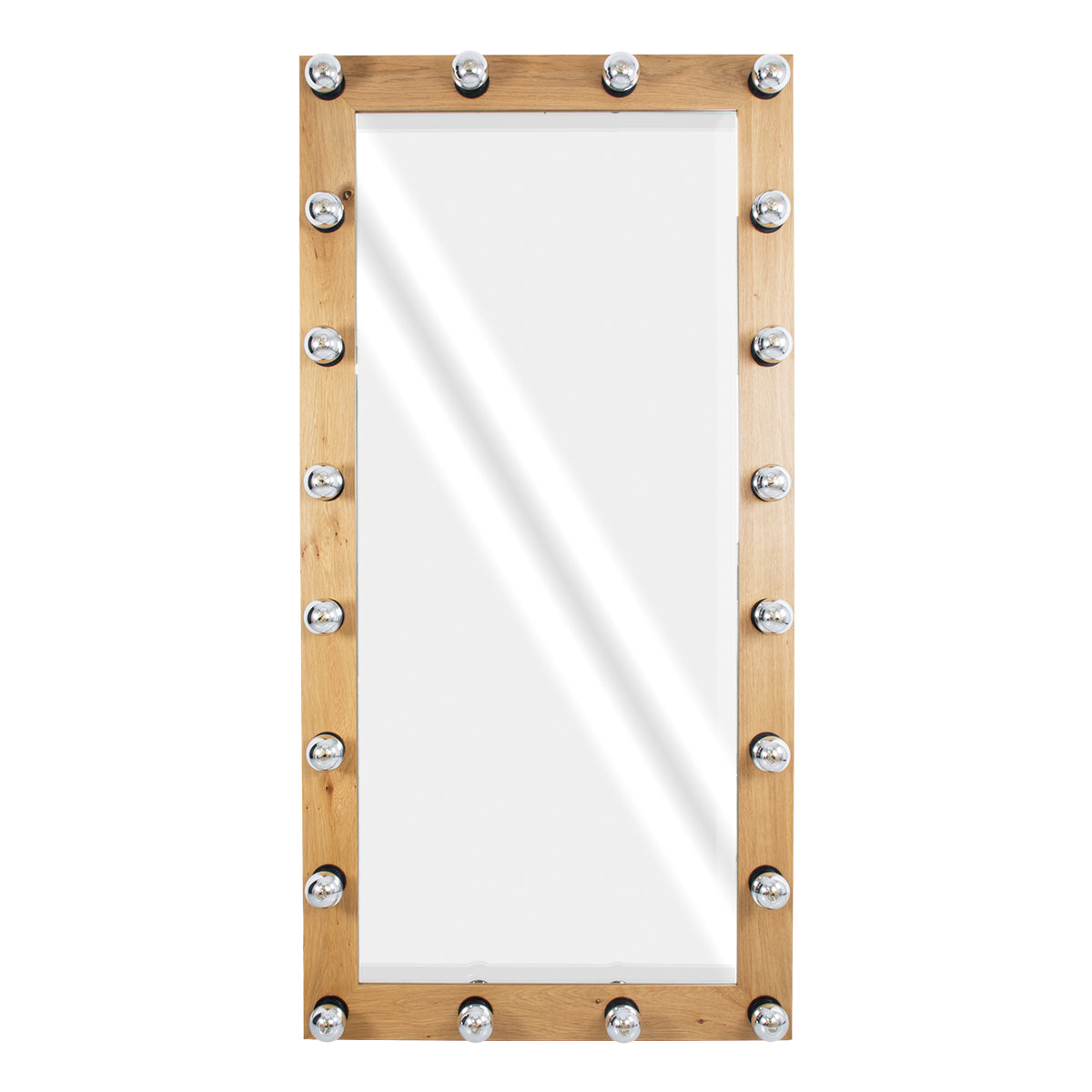 GloboStar® MAKEUP MIRROR-160x80-1 Μοντέρνος Καθρέπτης Μακιγιάζ με Πλαίσιο Φυσικού Ξύλου με Διακόπτη On/Off 20 x E27 AC220-240V - Μ80 x Π7 x Υ160cm - Μπεζ Δρυς - ledmania.gr