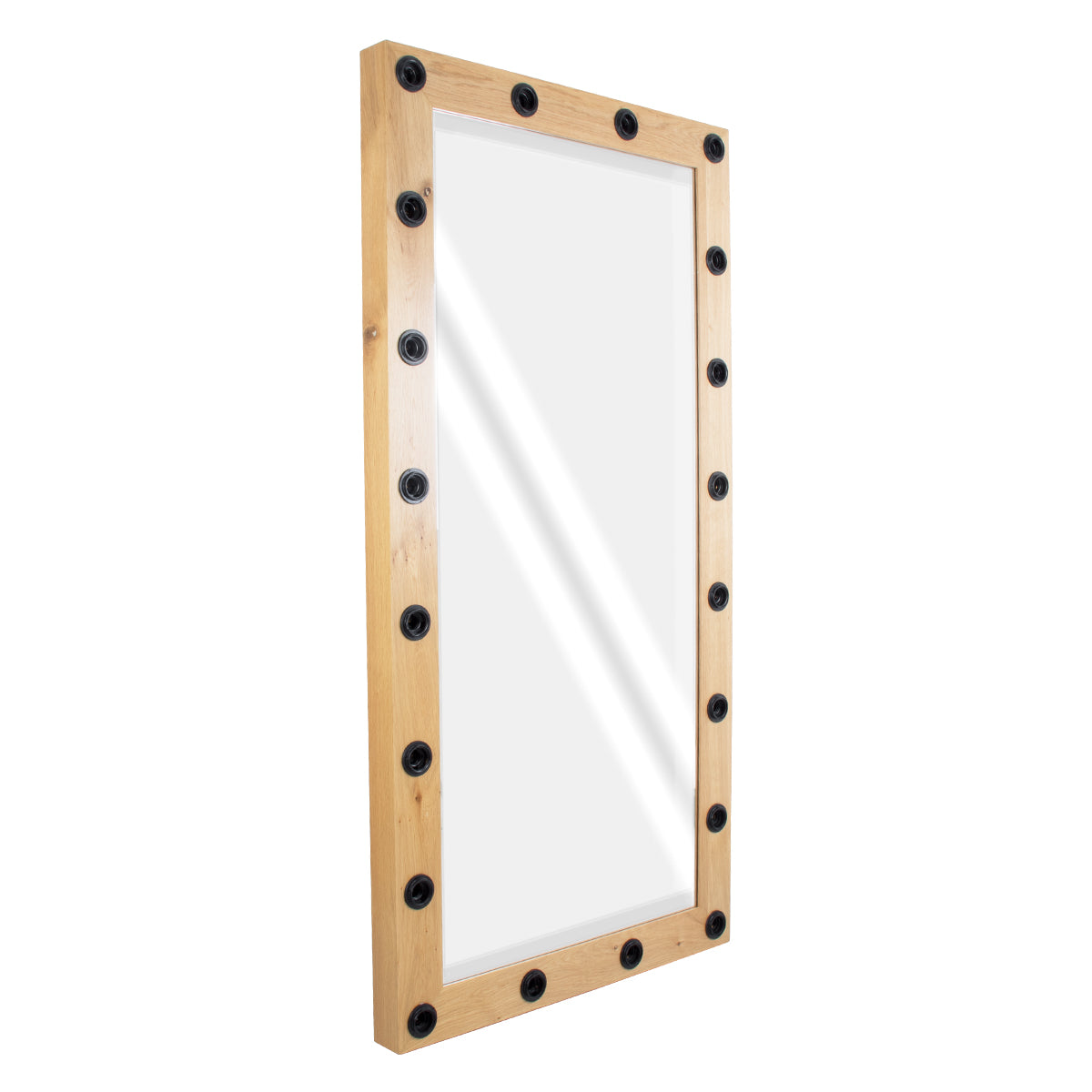 GloboStar® MAKEUP MIRROR-160x80-1 Μοντέρνος Καθρέπτης Μακιγιάζ με Πλαίσιο Φυσικού Ξύλου με Διακόπτη On/Off 20 x E27 AC220-240V - Μ80 x Π7 x Υ160cm - Μπεζ Δρυς - ledmania.gr