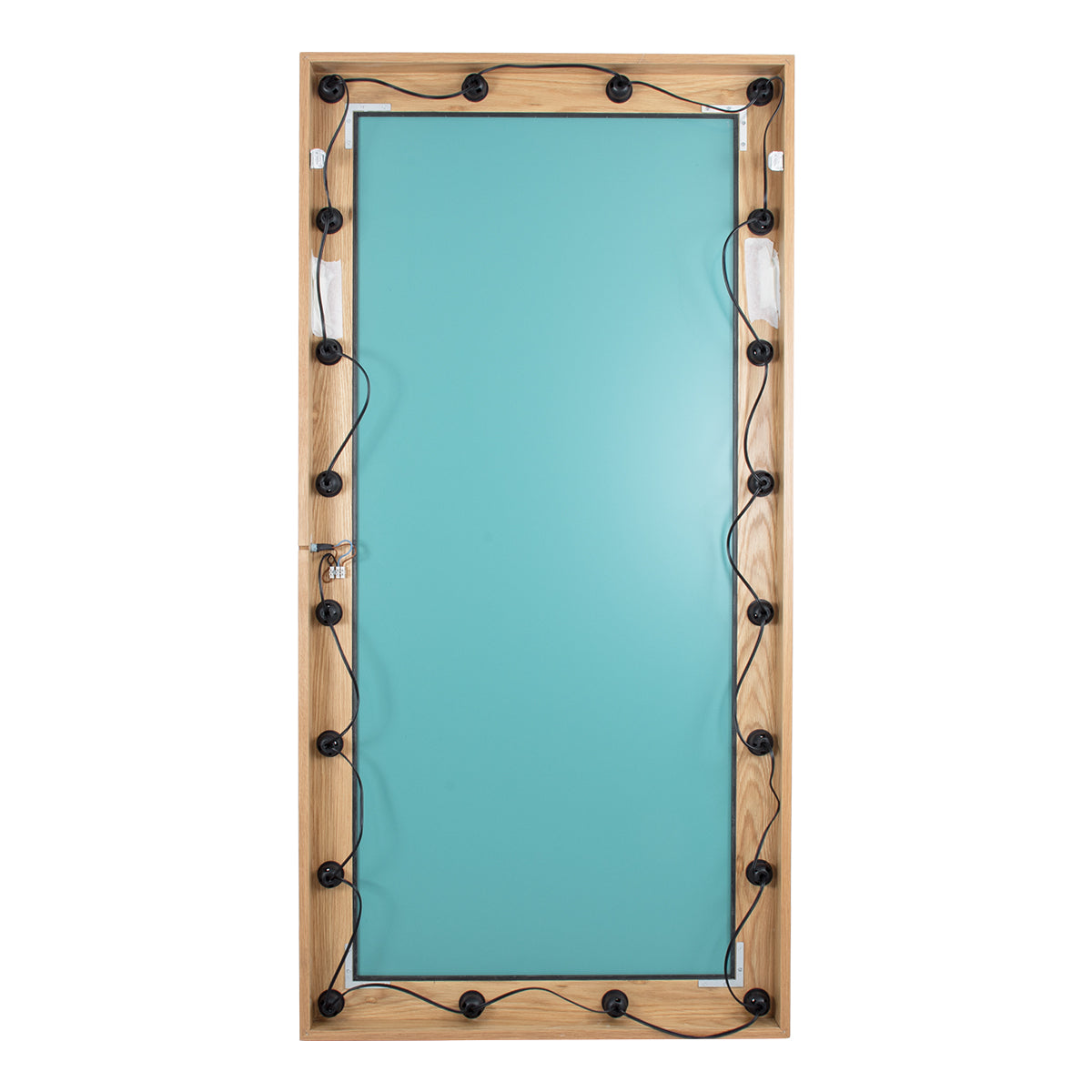 GloboStar® MAKEUP MIRROR-160x80-1 Μοντέρνος Καθρέπτης Μακιγιάζ με Πλαίσιο Φυσικού Ξύλου με Διακόπτη On/Off 20 x E27 AC220-240V - Μ80 x Π7 x Υ160cm - Μπεζ Δρυς - ledmania.gr